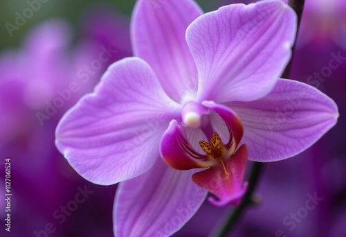 A close up of a vibrant purple orchid showcasing its delicate petals and intricate details.