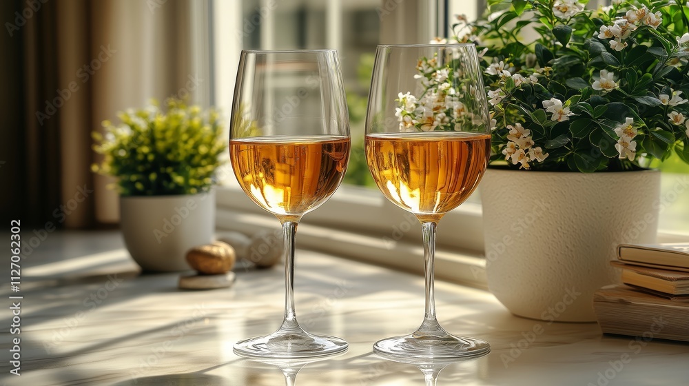 Rectangular-shaped wine glasses on the light background. Rectangular-shaped wine glasses on the light background.