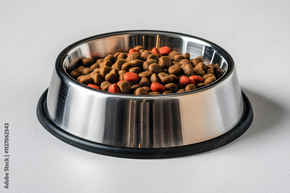 Dry cat or dog food in bowl isolated on white Dry cat or dog food in bowl isolated on white