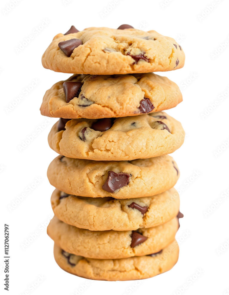 Stack of Chocolate Chip Cookies on White Background, Perfect for Dessert and Snack Concepts, PNG Transparent. Stack of Chocolate Chip Cookies on White Background, Perfect for Dessert and Snack Concepts, PNG Transparent.