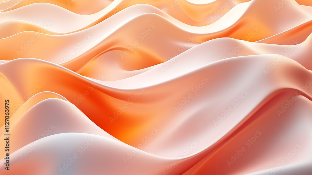 Fototapeta premium Abstract orange and peach waves, flowing fabric-like texture.
