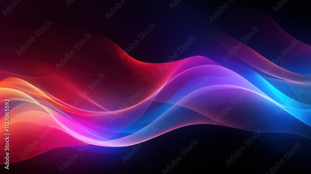 Abstract Colorful Waves Flowing Dark Background Abstract Colorful Waves Flowing Dark Background