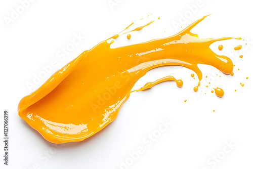 Orange mango puree splash isolated on white background