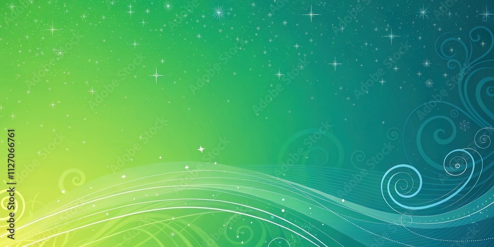Abstract Green and Blue Swirling Background with Scattered Stars Abstract Green and Blue Swirling Background with Scattered Stars