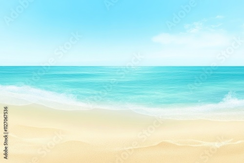 serene minimalistic beach background with soft sand and clear blue water evoking peace and relaxation