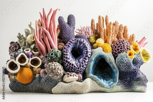 Ceramic Sculpture Depicting A Vibrant Coral Reef Scene photo