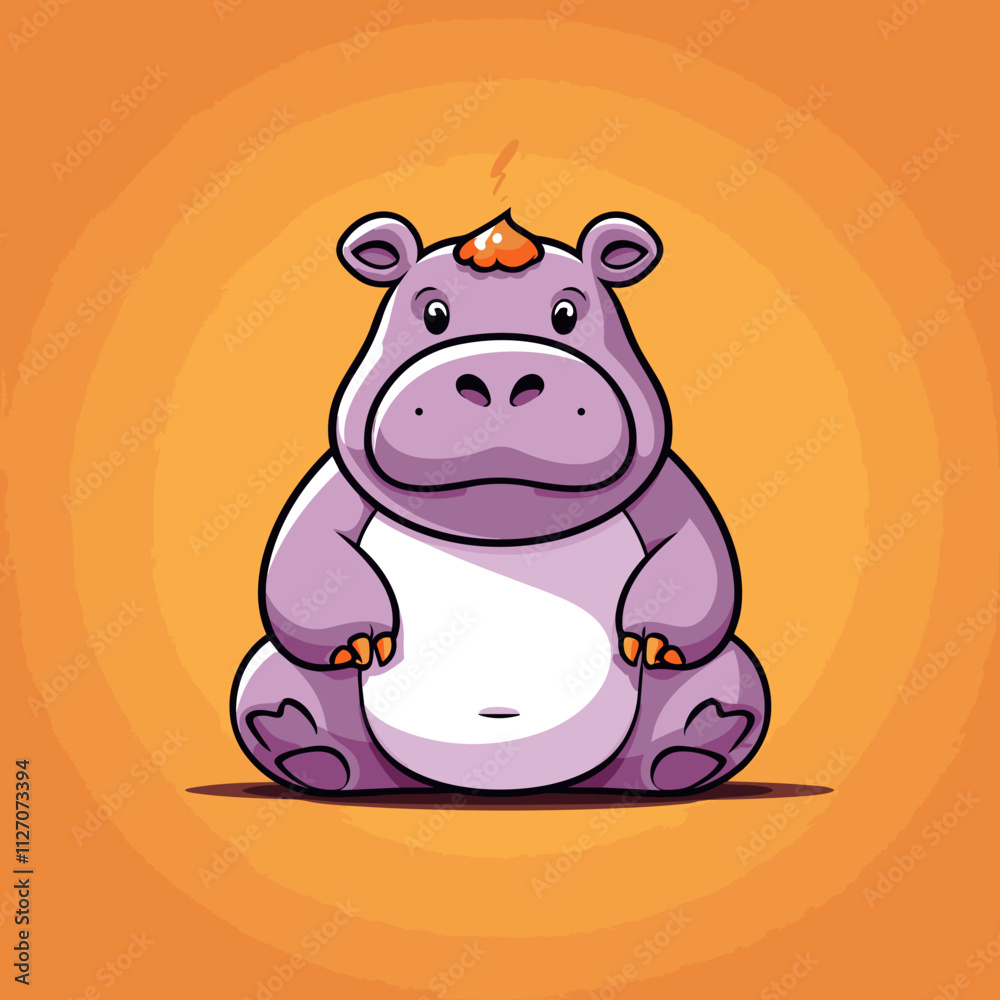Fototapeta premium Hippopotamus cartoon illustration