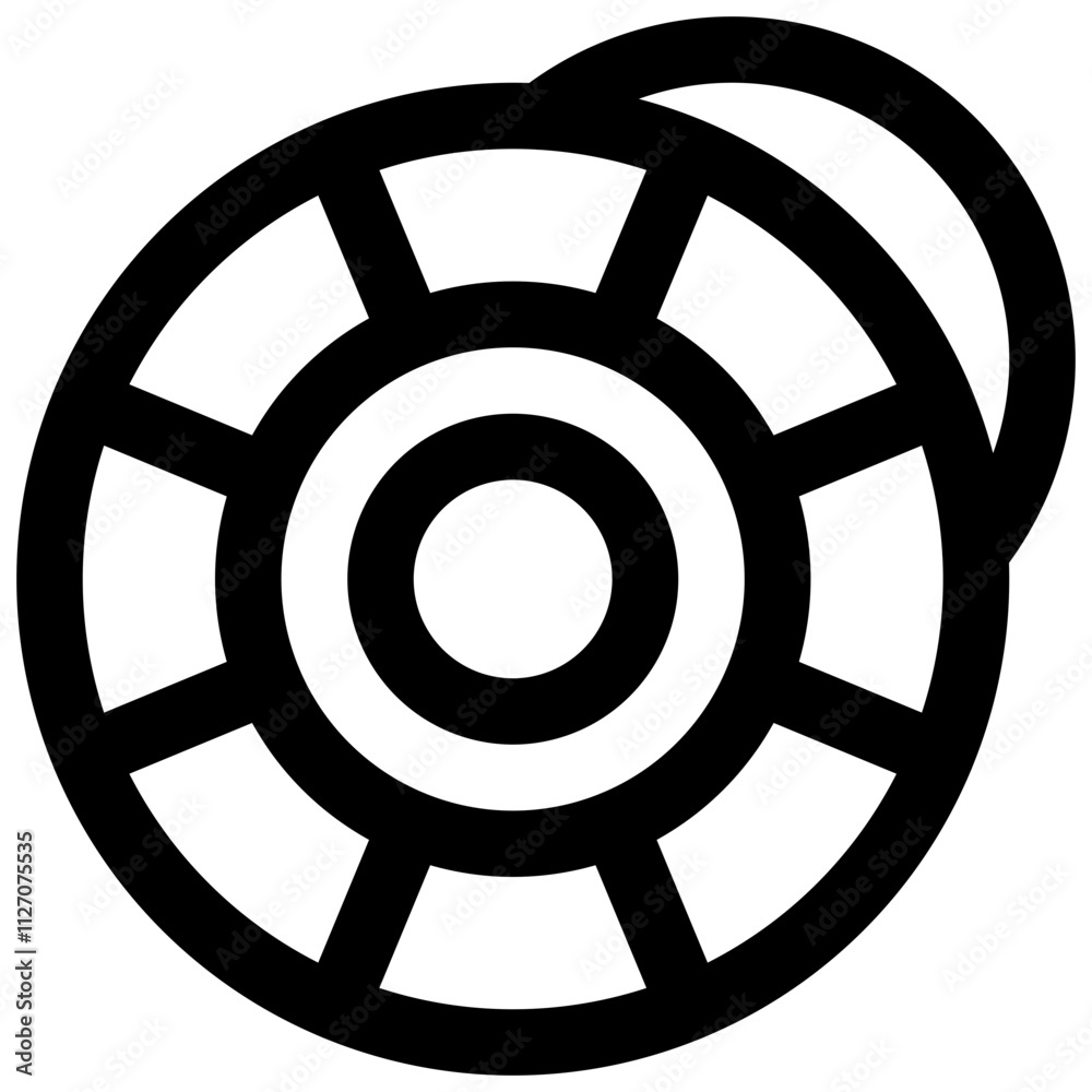 Obraz premium Poker chips. Editable stroke vector icon.