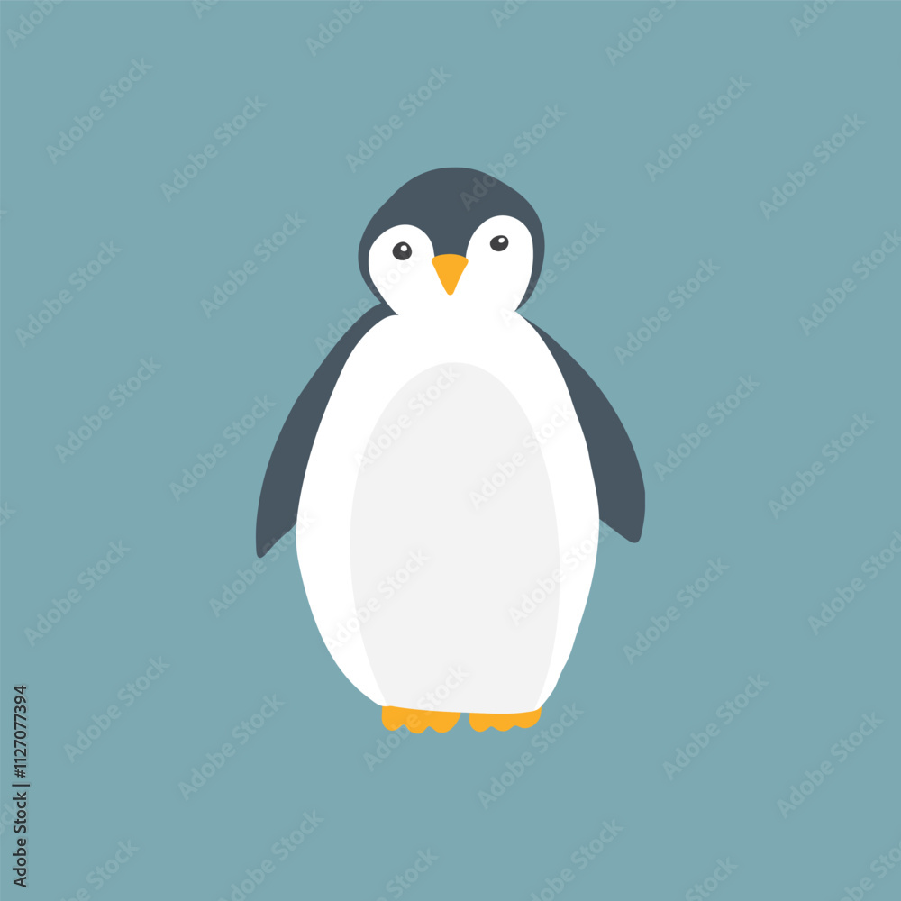Obraz premium Cute Cartoon Penguin. Arctic, Polar animal. Creature image icon. Vector Illustration.