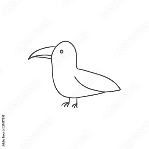 Cute Cartoon Seagull. Arctic, Polar animal. Creature image outline doodle icon. Vector Illustration.