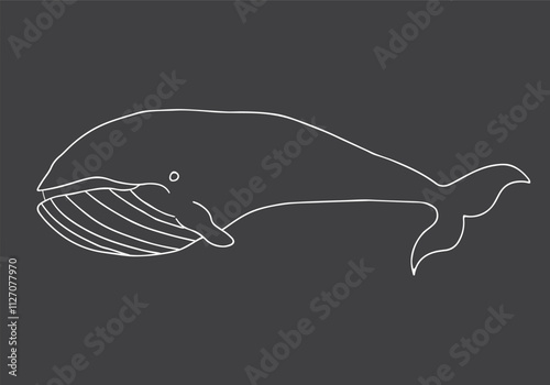 Cute Cartoon Whale. Arctic, Polar sea animal. Creature image outline doodle icon. Vector Illustration.