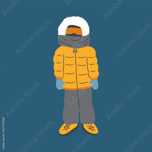 Cute Cartoon Polar Explorer. Arctic, Polar scientist image icon. Vector Illustration.