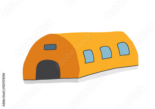 Cute Cartoon Polar station. Arctic tent image icon. Vector Illustration.