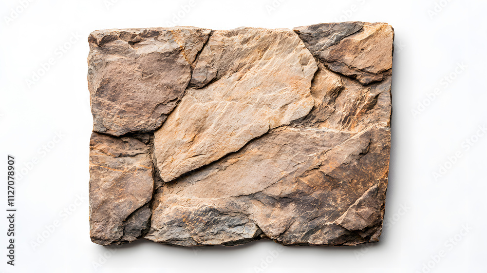 Top view square rock slab isolated in white background Top view square rock slab isolated in white background
