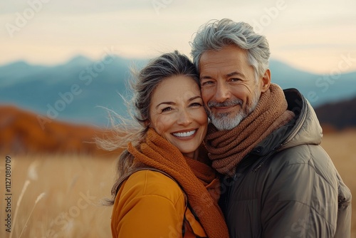 Wallpaper Mural Couple enjoys a warm embrace outdoors during a peaceful autumn walk in nature Torontodigital.ca