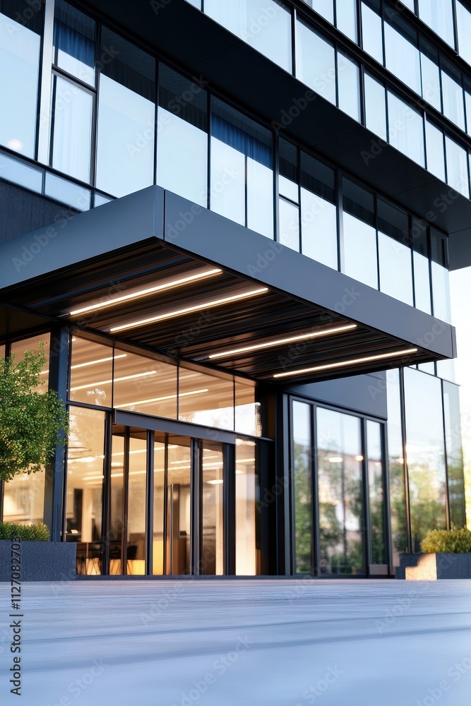 Sleek and Modern Commercial Building Entrance Sleek and Modern Commercial Building Entrance