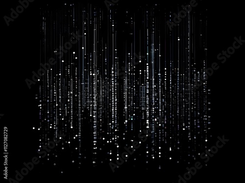abstract animation of binary code cascading down like digital rain, representing data insights in monochromatic hues
