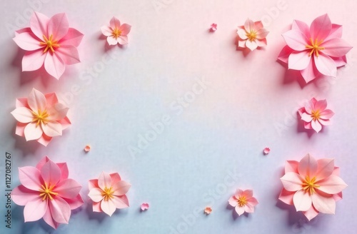 Wallpaper Mural Beautiful pink and blue paper flowers set against a pink and blue background Torontodigital.ca