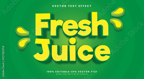 Fresh juice 3d editable text effect template suitable for business brand