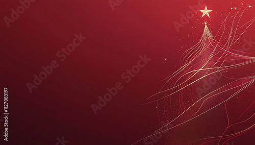 Modern Christmas Tree Vector Art on Red Background on red background 