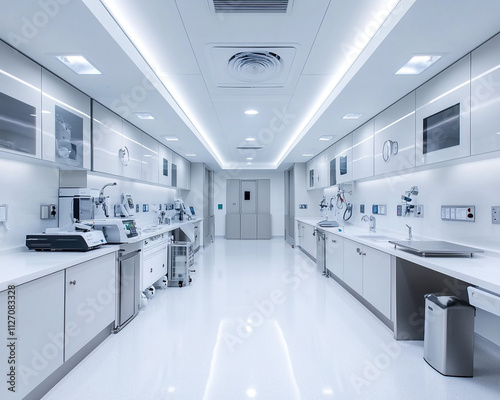 Modern veterinary clinic with advanced medical equipment and pet-friendly designs