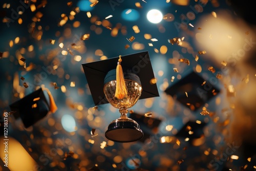 A glowing golden trophy