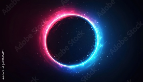 Glowing Neon Circle Abstract Background Pink Blue Light Ring