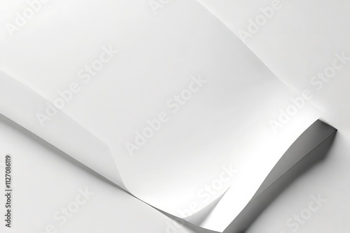 white paper on transparent background ,roll of paper with corner, plate isolated on white