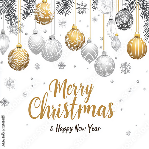 Elegant Christmas Decorations with Golden and Silver Christmas balls
