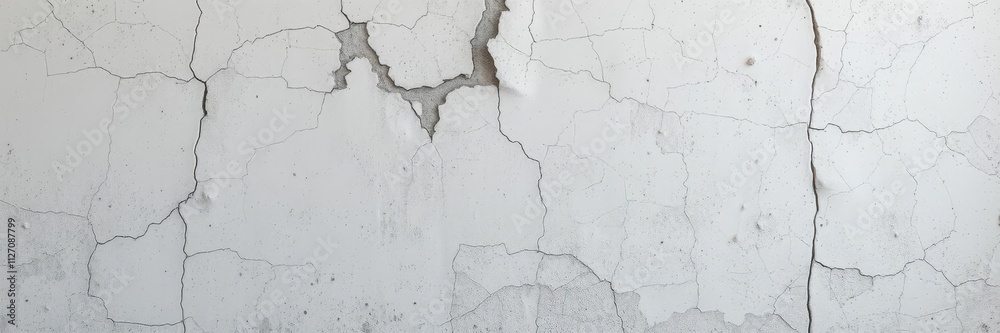 White concrete wall with textured plaster surface, aged, interior, architectural