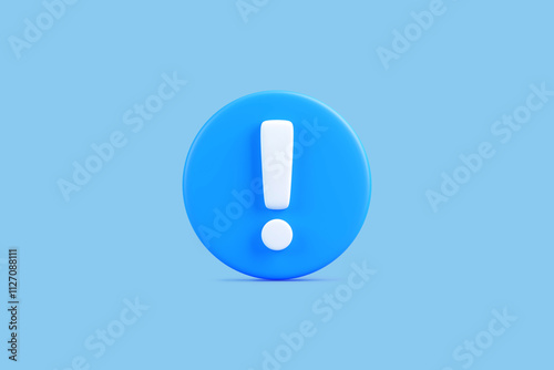 Wallpaper Mural Exclamation mark icon in white on a circular blue background, symbolizing alert, notification, or warning on digital interfaces. 3D render illustration Torontodigital.ca