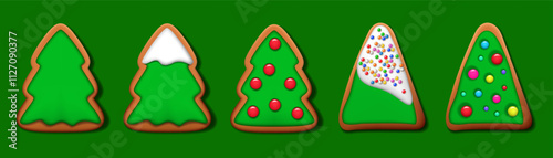 Sweet biscuit with icing decoration as Chridtmas trees