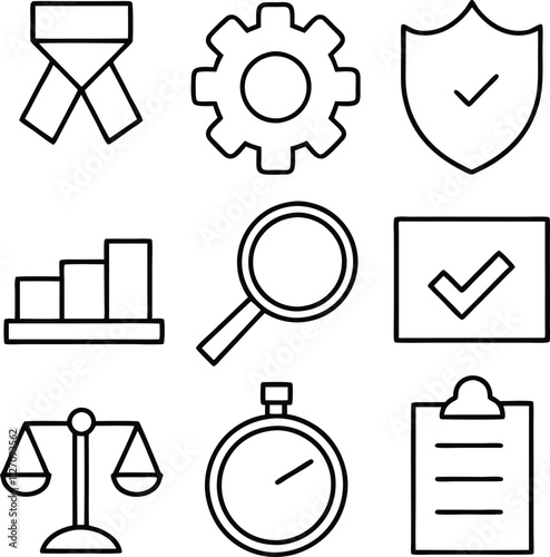 Business Process Icons Quality, Efficiency, Security, and Compliance