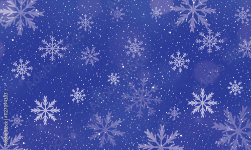 Winter background with snowflakes, perfect for Christmas cards. Features snowfall and snowy landscapes, ideal for seasonal designs or festive projects.