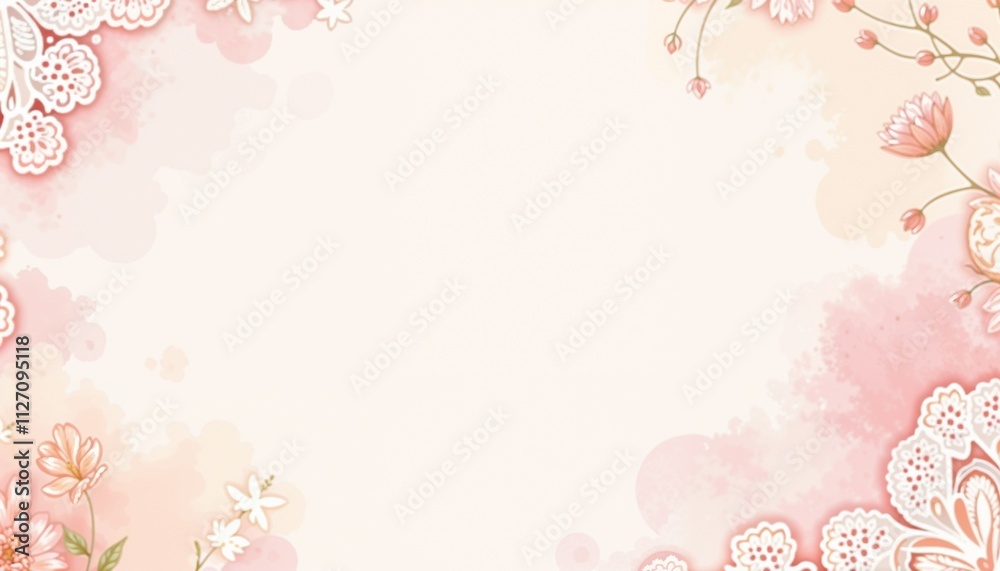 Floral pastel background with lace details and soft pink hues Floral pastel background with lace details and soft pink hues