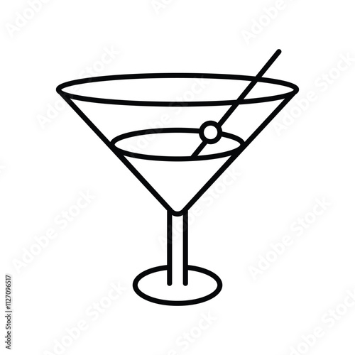 Cocktail Glass line icon with white background vector stock illustration