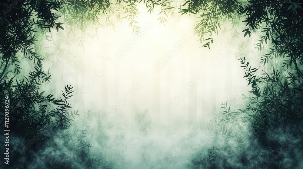 Misty forest with sunlight piercing through, visualizing moisture created by plant transpiration