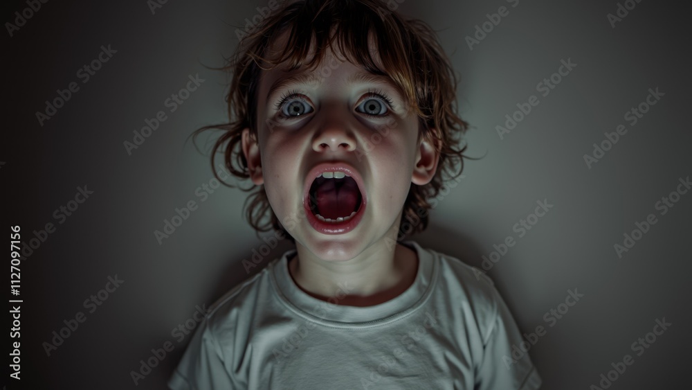 Portrait of screaming preschool child expressing negative emotions Portrait of screaming preschool child expressing negative emotions