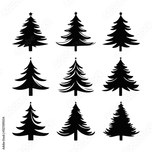 Bundle of Christmas Tree Silhouettes for Festive Graphics