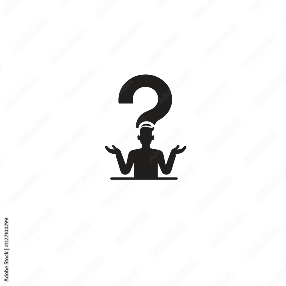 A silhouette of a person with a question mark overhead, symbolizing confusion or curiosity. Perfect for illustrating problem-solving or uncertainty in various contexts. A silhouette of a person with a question mark overhead, symbolizing confusion or curiosity. Perfect for illustrating problem-solving or uncertainty in various contexts.