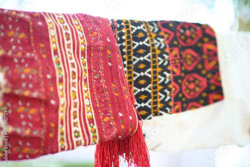 North Macedonian Traditional Embroidered Sleeves with Red, Black, and Gold Patterns