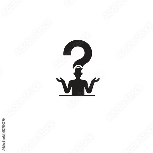 A silhouette of a person with a question mark overhead, symbolizing confusion or curiosity. Perfect for illustrating problem-solving or uncertainty in various contexts.