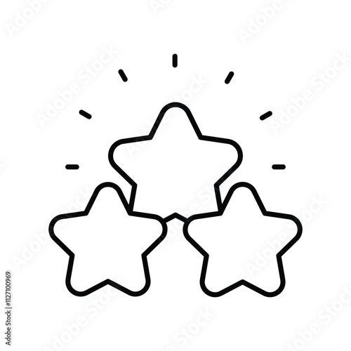 Golden Stars line icon with white background vector stock illustration