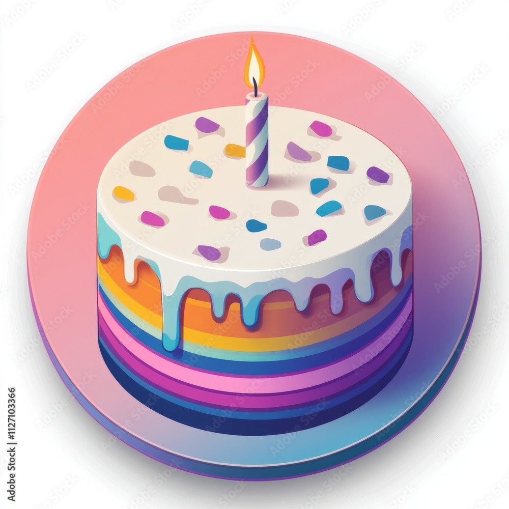 Vibrant Rainbow Birthday Cake Illustration Vibrant Rainbow Birthday Cake Illustration