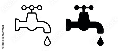 Water tap icon set. Vector illustration