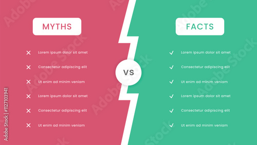 Compare Myths vs Facts with Red and Green Background