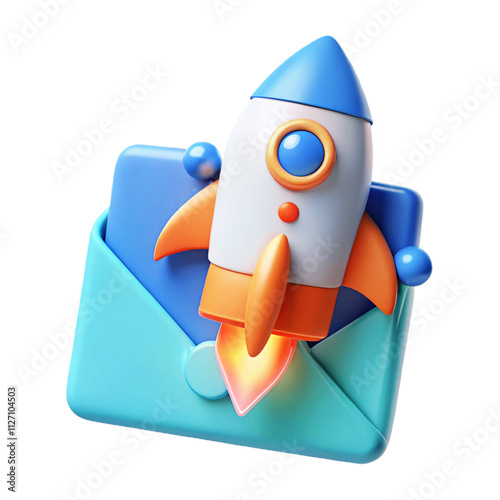 Launching an Email Campaign 3d  cartoon style illustration 