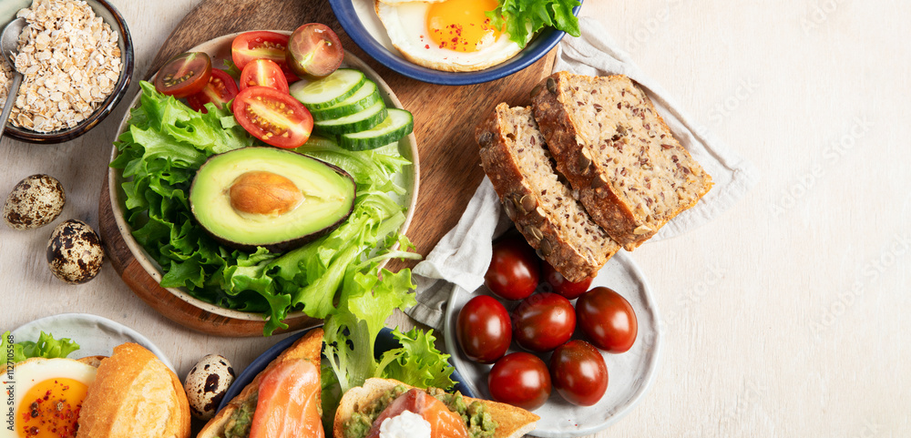 Healthy breakfast lifestyle, healthy eating, dieting, weight.
