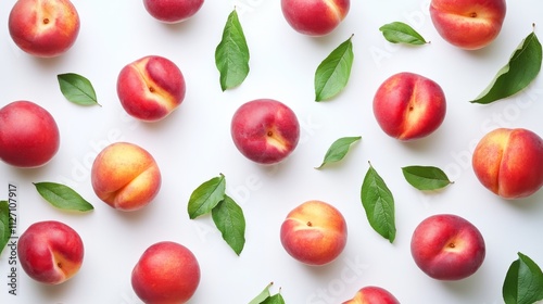 Fresh peaches, isolated on white background