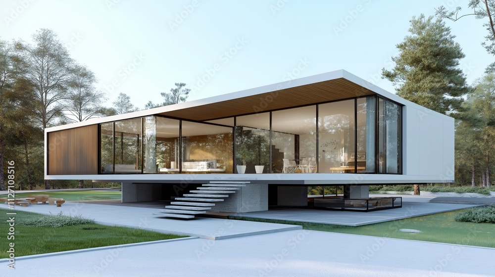 Big luxury modern house,design with big glass walls. Big luxury modern house,design with big glass walls.